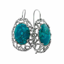 Pendientes hechos a mano de plata 925 con piedra de crisocola natural de... - $120.73