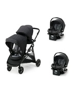 Graco Black Double Twin Stroller Sit N Stand Travel System w 2 Infant Car Seats - $758.00