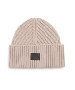 ALLSAINTS Travelling Rib Cuff Patch Beanie Hat Blush - £87.00 GBP