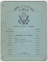 US Army 1952 Language School Book Swedish Presidio Of Monterey California  - £9.18 GBP