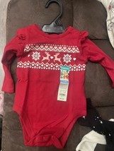 Garanimals Baby Girl&#39;s  Bodysuit Size 12M New 1 Red And 1 White 1 Black Christma - £8.01 GBP