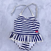 Kiko &amp; Max Striped Ruffled One Piece Swimsuit Blue White Silver Baby Girl 12M - £8.97 GBP