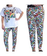 Vintage 80s 90s Streetwear Outfit Artwear Tunic Baggy Tshirt Checkered S... - $57.88