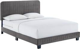 Gray Modway Celine Channel Tufted Performance Velvet Twin Bed. - $180.98