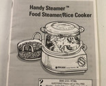 Black &amp; Decker Handy Steamer Plus Model HS80 Replacement Owners Manual - $11.87