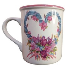 Blue Wreath Valentine&#39;s Day Mug Heart Coffee Potpourri Press 1988 Cup Korea VTG - £10.75 GBP