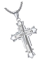 Stylish Holy Stainless Steel Cross Pendant Necklace - $51.49