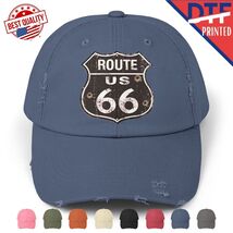 Route 66 Retro Motorcycle Car Vintage Classic Distressed Cap Logo Hat DT... - $24.99