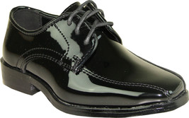 VANGELO TUX-5 Boy Tuxedo Shoe Dress Wedding, Prom Wrinkle Free Black Patent - £39.30 GBP