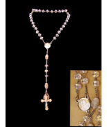 Vintage long Rosary - faceted glass Crystal beads genuine quartz - Sacre... - £74.72 GBP