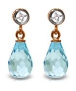 Galaxy Gold GG 14k Rose Gold Earrings with Diamonds and Blue Topaz - $277.19