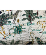 Indian Animal Print Kantha Quilt Bedspread Bedding Throw Queen Cotton Bl... - $933.28 MXN+