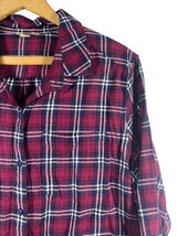 Woolrich Size XL Flannel Shirt Womens Button Down Cranberry Red Navy Blu... - $25.48