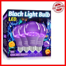 A19 Blacklight Bulbs 4-Pack - Dimmable 9W for Halloween Parties &amp; Art Pr... - $537.30 MXN