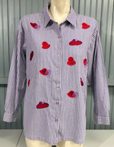 Willow Ridge Womens Fancy Vintage Red Hat All Over Striped Button Shirt XLP - $17.34