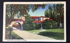 Residence of Joan Crawford Brentwood Highlands California CA Linen 1937 Postcard - £4.74 GBP