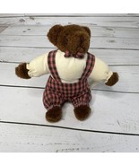 Vintage Kel-Toy 6&quot; Plush Bear Brown Check Overalls Bowtie Stuffed Animal... - $14.84