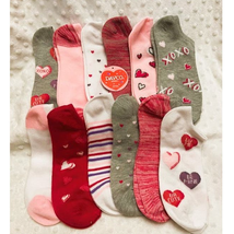 Women&#39;s Valentine&#39;s Hearts &amp; Stripes 12pk Low Ankle Socks-NEW - $16.83