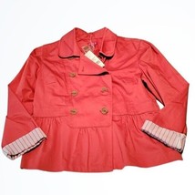 Elle Cranberry Red Cuffed Double Breasted Blazer Jacket Size Large NWT - $34.20