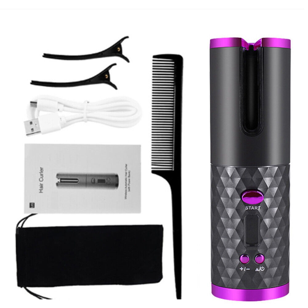Hair Curlers Cordless Automatic Hair Curler Iron USB Rechargeable Lcd Display Wi - $46.99