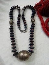 Berber necklace,Silver,Lapis-lazuli,Corail,Silver Ball,Old Necklace,Handmade,Ant - £287.76 GBP