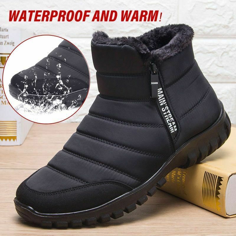 Botas De Nieve Invierno Para Hombre Zapatos Impermeables Plano Informal Tobillo - $53.97