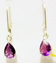 Purple Amethyst Pear Solitaire Dangle Leverback Earrings, 925 Silver, 1.50(Tcw) - £23.97 GBP