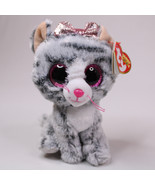 TY Beanie Boos KIKI The Grey Tabby Cat Glitter Big Eyes With Pink Nose 6... - £6.17 GBP