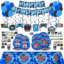 Video Games Birthday Party Supplies For 20 Guests, Blue Video Game Party Decorat - £35.84 GBP