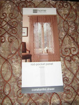 JCPenny Home Collection Constantini Copper Sheer Drapery Panel Embroidered Gate - £7.88 GBP