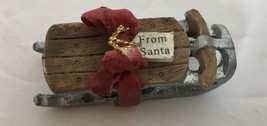 Sleigh Figurine Present from Santa with Red Bow - £5.08 GBP