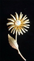 Vintage Goldtone Flower with  AB Rhinestones Brooch - £15.39 GBP