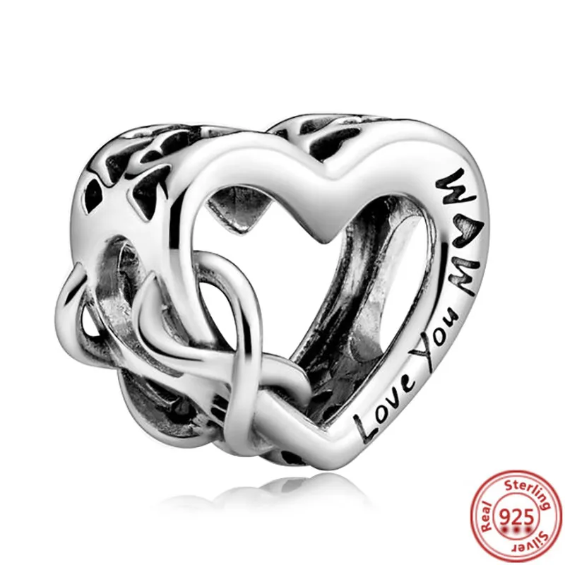 Play NEW 925 Sterling Silver Angel Mom Family Love Heart series A Fit Original P - £23.18 GBP