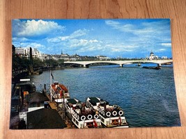 Vintage Postcard, View of Thames, Embankment, Waterloo Bridge, London, England - $4.75