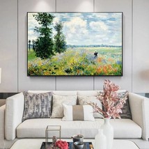 Hand Painted Claude Monet Poppy Field Landscape Oil Paintings Impressionist Wall - £180.68 GBP+
