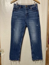 LOFT High Waist Straight Crop Womens Size 26/2 Curvy Straight Distressed Jeans - £11.69 GBP