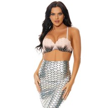 Mermaid Costume Shell Crop Top Metallic Long Skirt Scales Hologram 550355D2 XS/S - £79.51 GBP