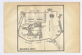 1910 Original Antique Plan Of Kenilworth Castle / Warwickshire / England - £13.66 GBP