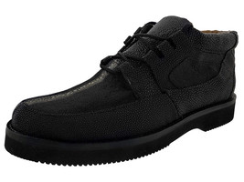 Mens Real Stingray Skin Shoes Black Leather Casual Wear Sneakers Laces Size 6-8 - £139.15 GBP