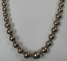 Vintage Silver-tone Graduated Bead Necklace on Chain Made in Korea - £17.76 GBP