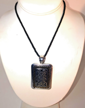 Lia Sophia Silver Raised Scrolling  Pendant Necklace On Chain and Leather Cords - $8.99