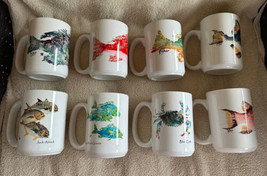 8 Mugs Cups “Gyotaku” Gulf Fish Rubbings Jacks Redbreast Triggerfish Fred Fisher - £128.29 GBP