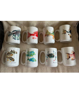 8 Mugs Cups “Gyotaku” Gulf Fish Rubbings Jacks Redbreast Triggerfish Fre... - £126.02 GBP