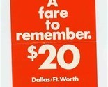 Southwest Airlines June 18, 1971 Schedule Houston Dallas San Antonio - $988.02