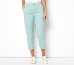 Denim &amp; Co. EasyWear Twill Relaxed Crop Pants- Stormy Sky, Plus 24 - £19.44 GBP