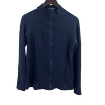 Soft Surroundings Navy Blue Zip Front Knit Jacket Medium - £20.43 GBP