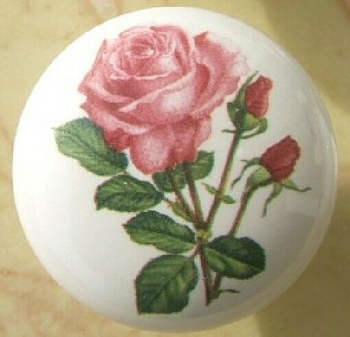 Cabinet Knobs Knob Rose Pink Bud #2 FLOWER - $4.26