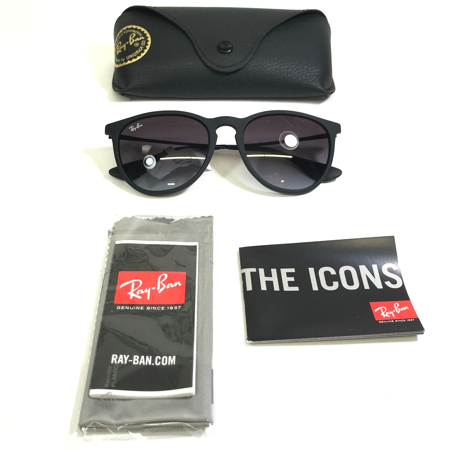 Primary image for Ray-Ban Sunglasses RB4171 ERIKA 622/8G Matte Black Frames with Purple Lenses