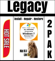 Windows 7 All Versions Recovery Reinstall Restore Legacy 2pk With 10.7 Disc - $24.99