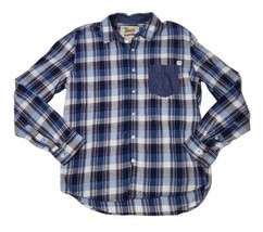 JNCO Shirt Mens Large Blue Plaid Denim Pocket Button Up Skater 90s Y2K  - $19.79